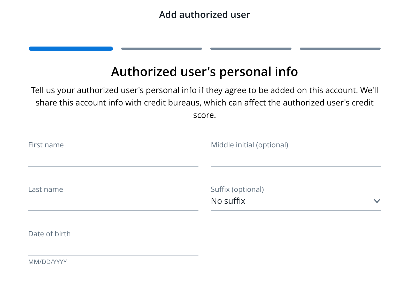 Screenshot of Chase Authorized User add